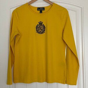 L-RL Lauren Active Ralph Lauren Long Sleeve T-Shirt Yellow Size L, like new